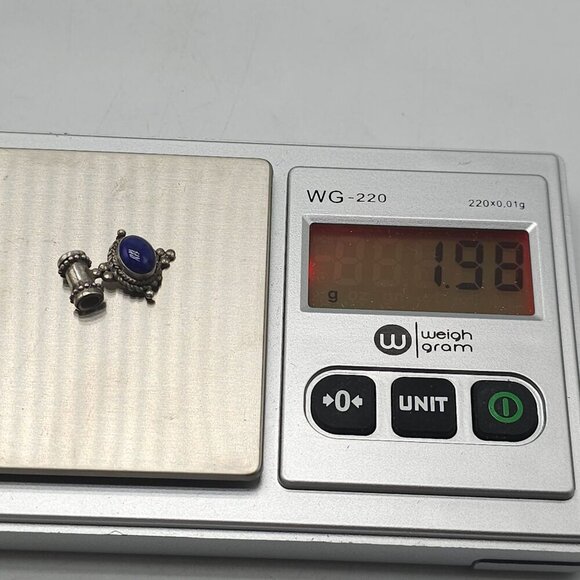 Vintage Sterling Silver Pendant With Blue Lapis Lazuli Gemstone Oval Design - Picture 6 of 6